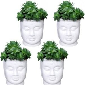 Ceramic buddha face planter set of 4-Plants not included Plant Container Set  (Pack of 4, Ceramic)