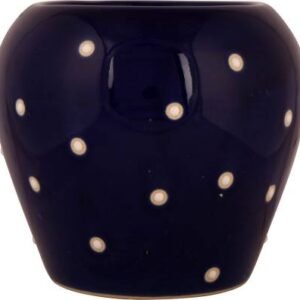 Kulhar Shape with Dot Print Medium Flower Pot (Color : Navy Blue) Plant Container Set (Ceramic)