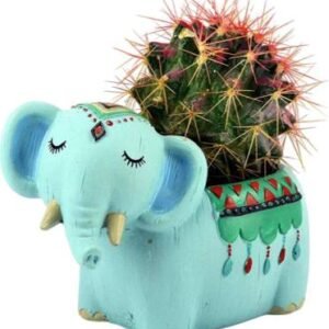 Resin Cute Tribal Elephant Succulent Planter Flower Pot Garden Plant Container (Blue)MD-581(Plant Not Included) Plant Container Set  (Ceramic)