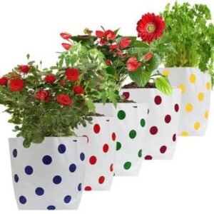 Set of 5 premium colourful Dotted Grow bags (20*20*35 cms) Grow Bag