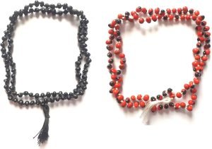 CHEZEL® कॉम्बो काला गुंजा माला के साथ rakt gunja माला 108+1 मोती (मल्टीकलर)