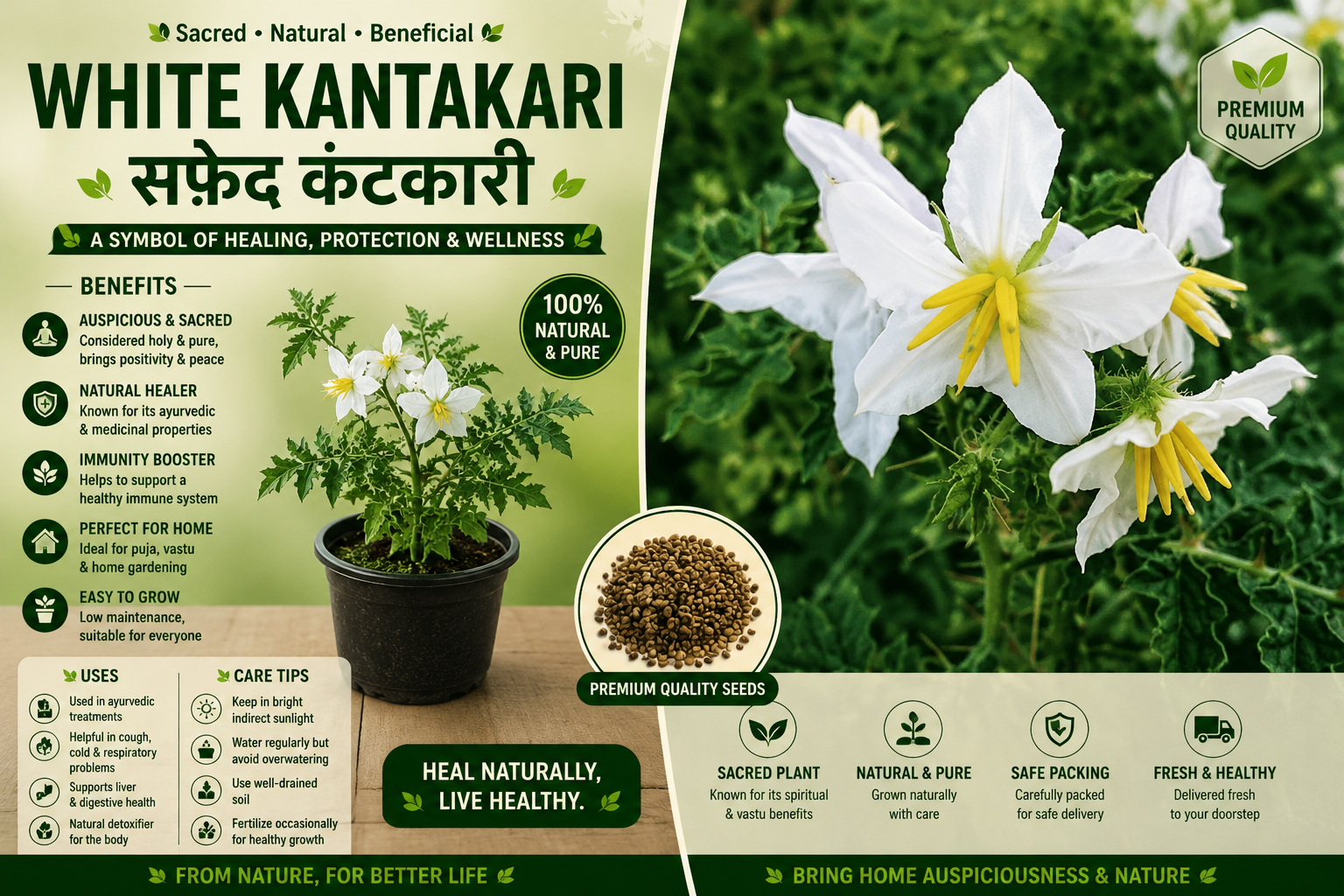 White kantakari सफेद कंटकारी-1feet 1 White kantakari सफेद कंटकारी